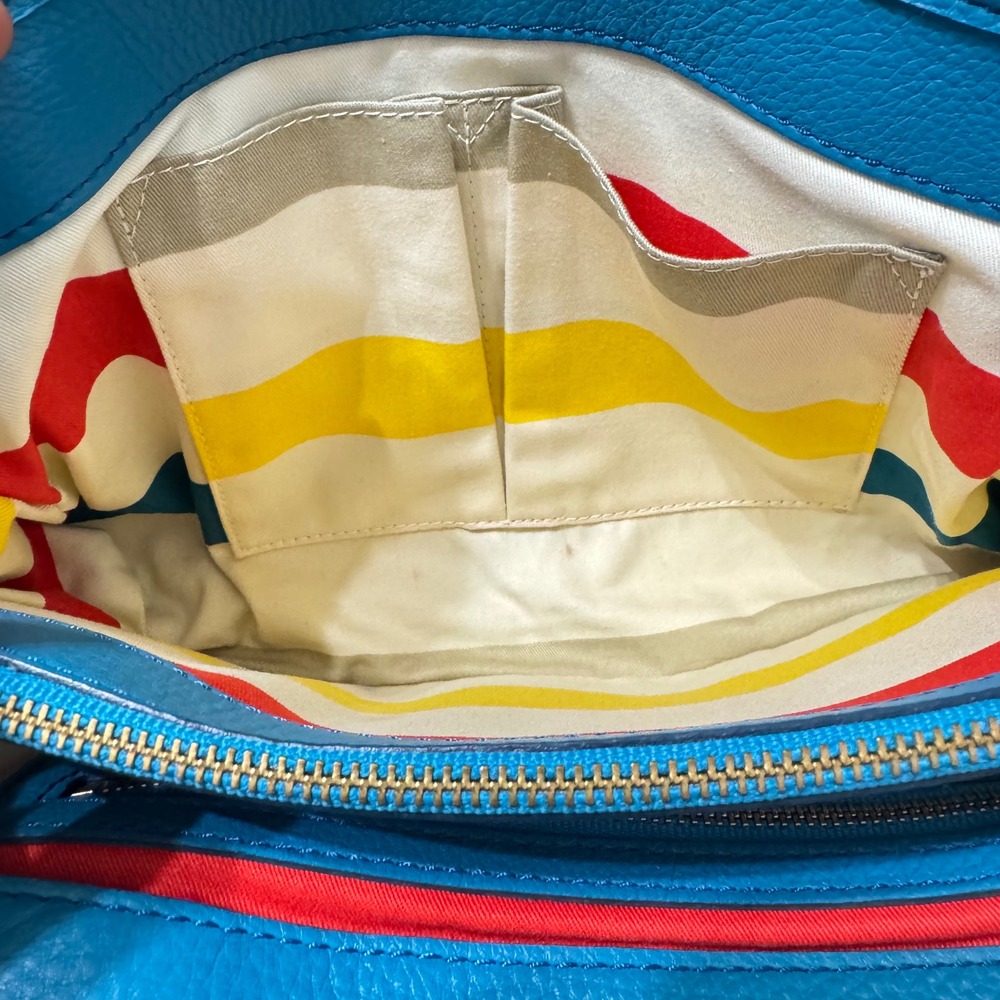Marc by Marc Jacobs Vintage Woven Satchel Bag Blue Leather Trim Gold Hardware - Picture 13 of 15